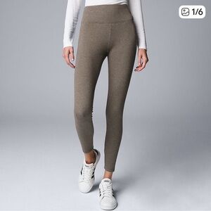 NWOT Simply Vera Vera Wang High Rise Live In Fleece Lined Leggings Women’s Small